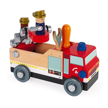 Janod - Conjunto de construção de madeira BRICOKIDS camião dos bombeiros