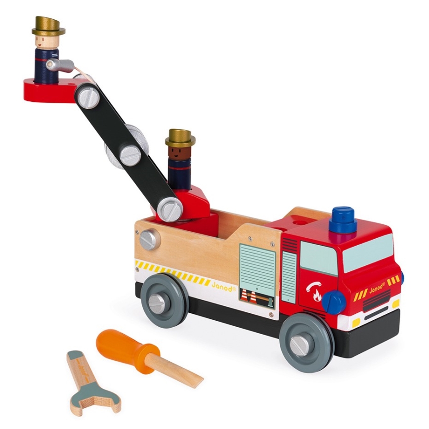 Janod - Conjunto de construção de madeira BRICOKIDS camião dos bombeiros
