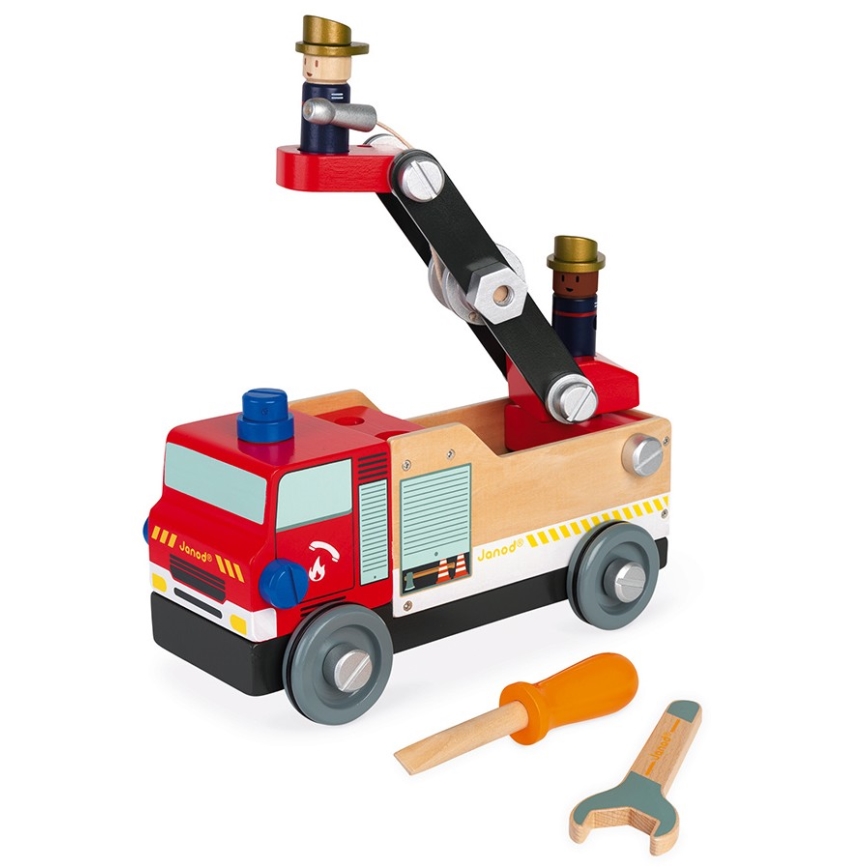 Janod - Conjunto de construção de madeira BRICOKIDS camião dos bombeiros