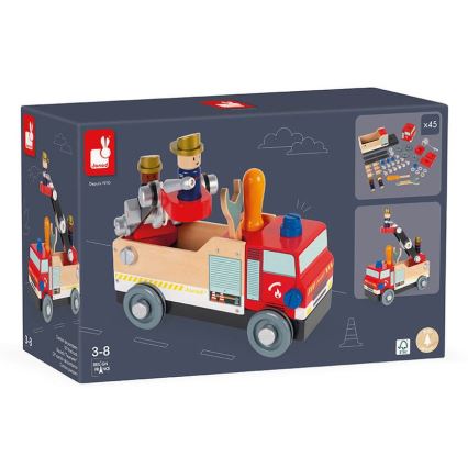 Janod - Conjunto de construção de madeira BRICOKIDS camião dos bombeiros