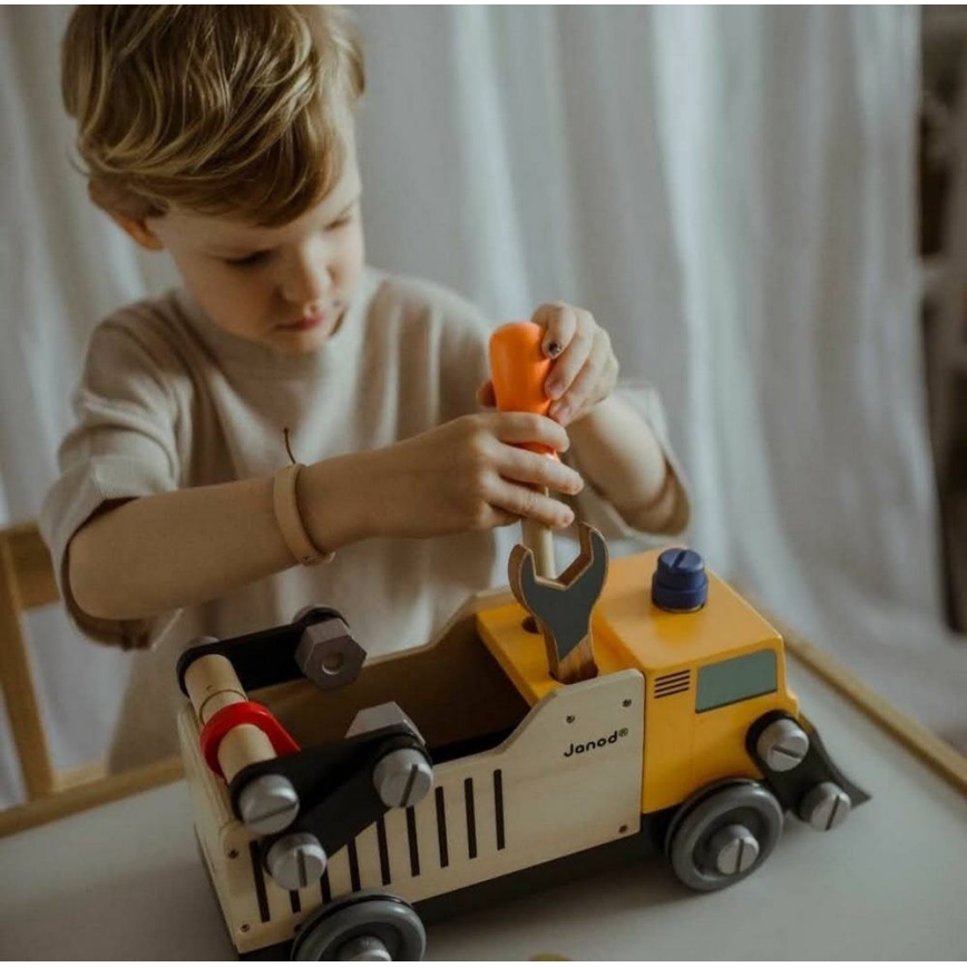 Janod - Conjunto de construção de madeira BRICOKIDS camião