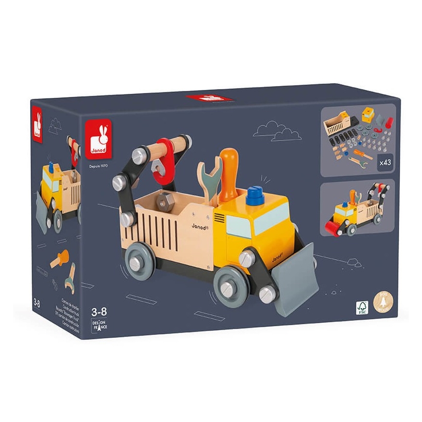 Janod - Conjunto de construção de madeira BRICOKIDS camião