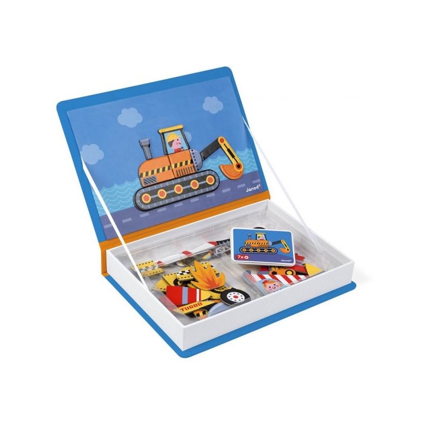 Janod - Conjunto interativo magnético MAGNETIBOOK veículos de transporte