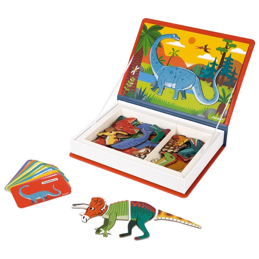 Janod - Conjunto magnético interativo MAGNETIBOOK dinossauros