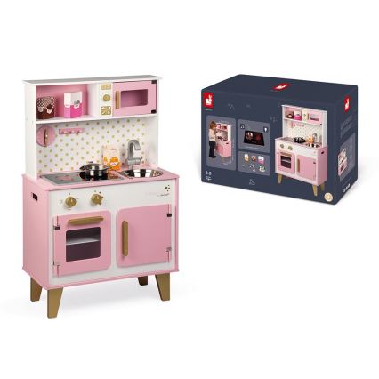 Janod - Cozinha de madeira com placa LED CANDY CHIC