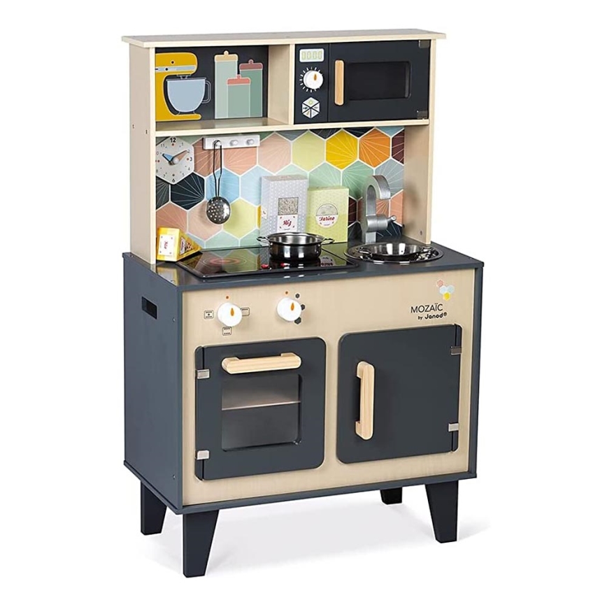 Janod - Cozinha de madeira com placa LED MOZAIC 2xLR6