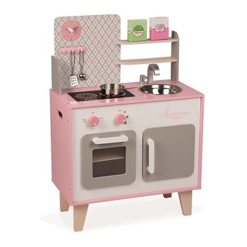 Janod - Cozinha em madeira MACARON rosa