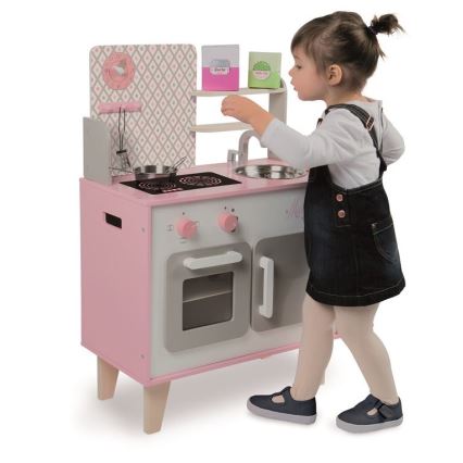 Janod - Cozinha em madeira MACARON rosa