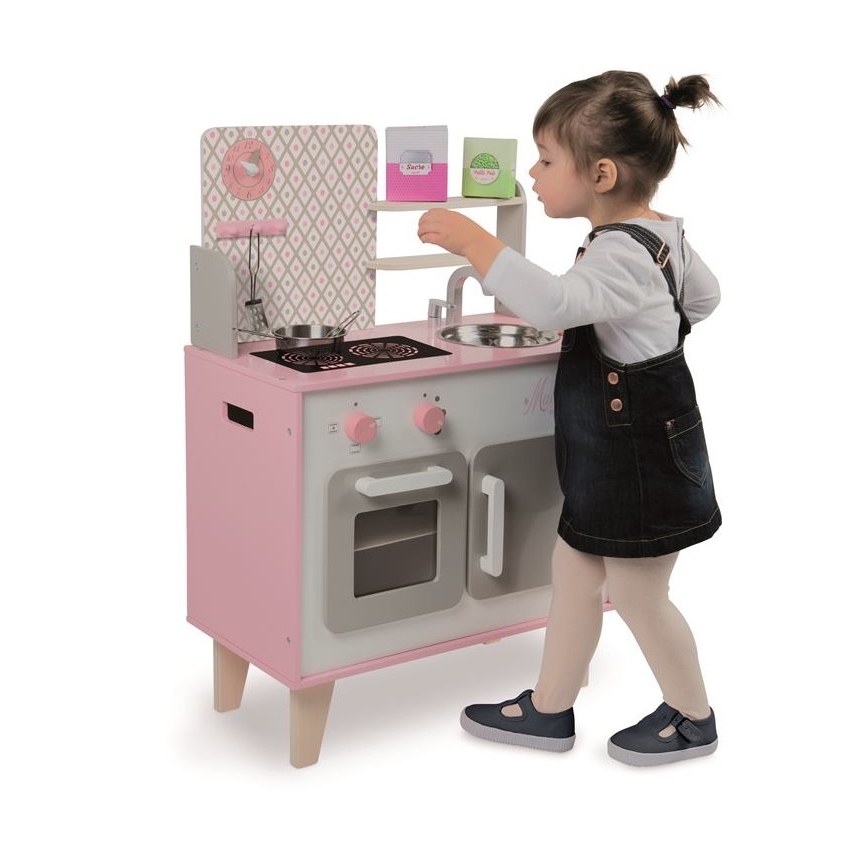 Janod - Cozinha em madeira MACARON rosa