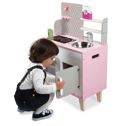 Janod - Cozinha em madeira MACARON rosa