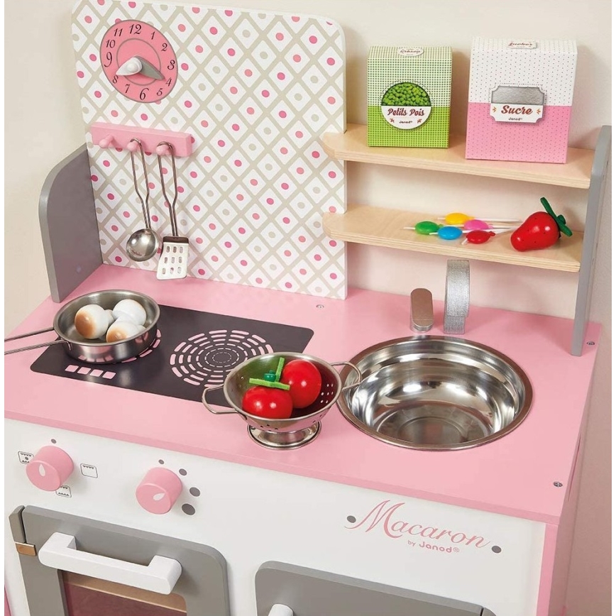 Janod - Cozinha em madeira MACARON rosa