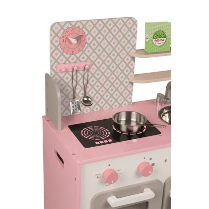 Janod - Cozinha em madeira MACARON rosa