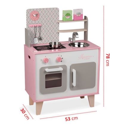 Janod - Cozinha em madeira MACARON rosa