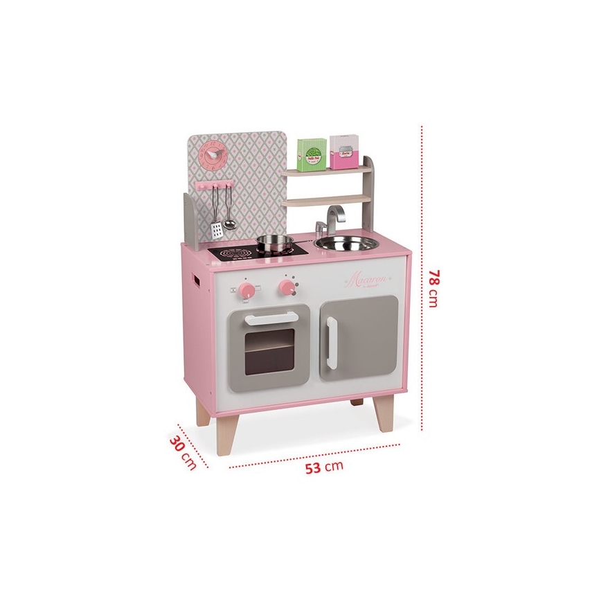 Janod - Cozinha em madeira MACARON rosa
