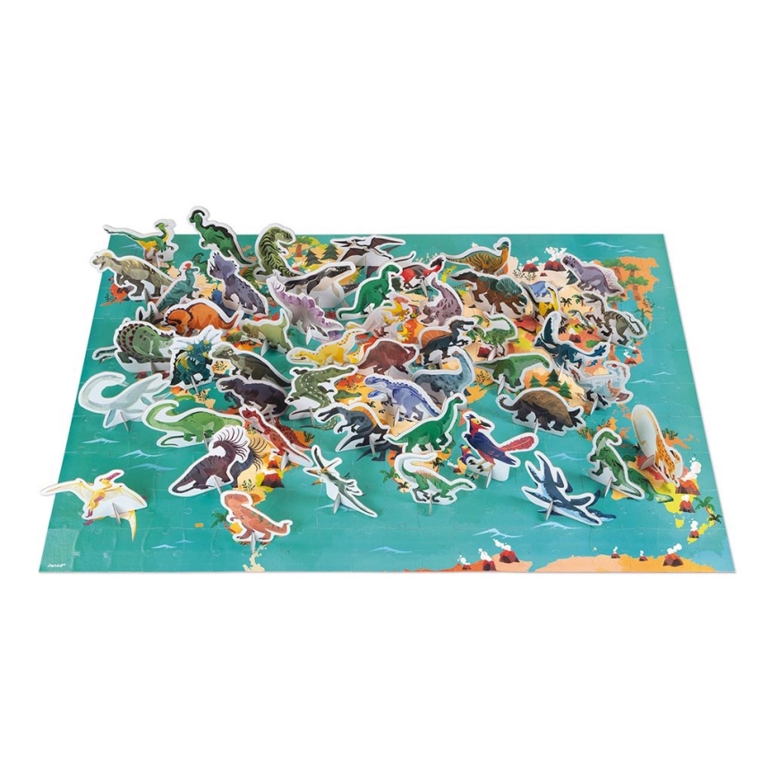 Janod - Puzzle educativo para crianças 200 pcs dinossauros