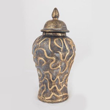 Jarra de cerâmica 33,5x16 cm dourado/cinzento