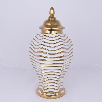 Jarra de cerâmica 42,2x21,1 cm dourado/branco