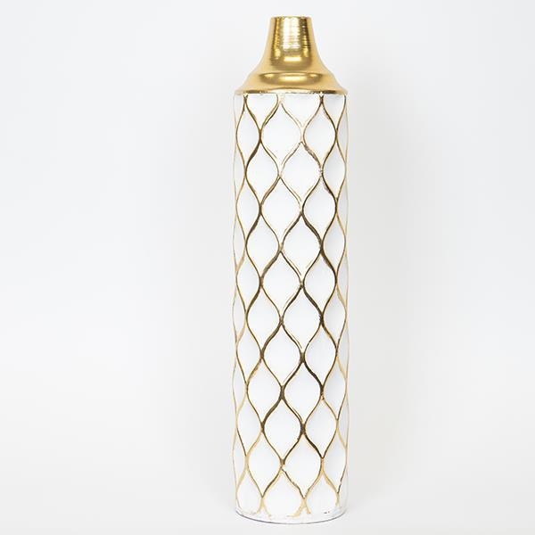 Jarra de metal 60,5x14 cm branco/dourado