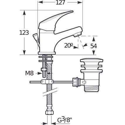 JIKA H3111N10041111 - Torneira do lavatório + resíduos com descarga TALAS 12,3 cm cromado brilhante