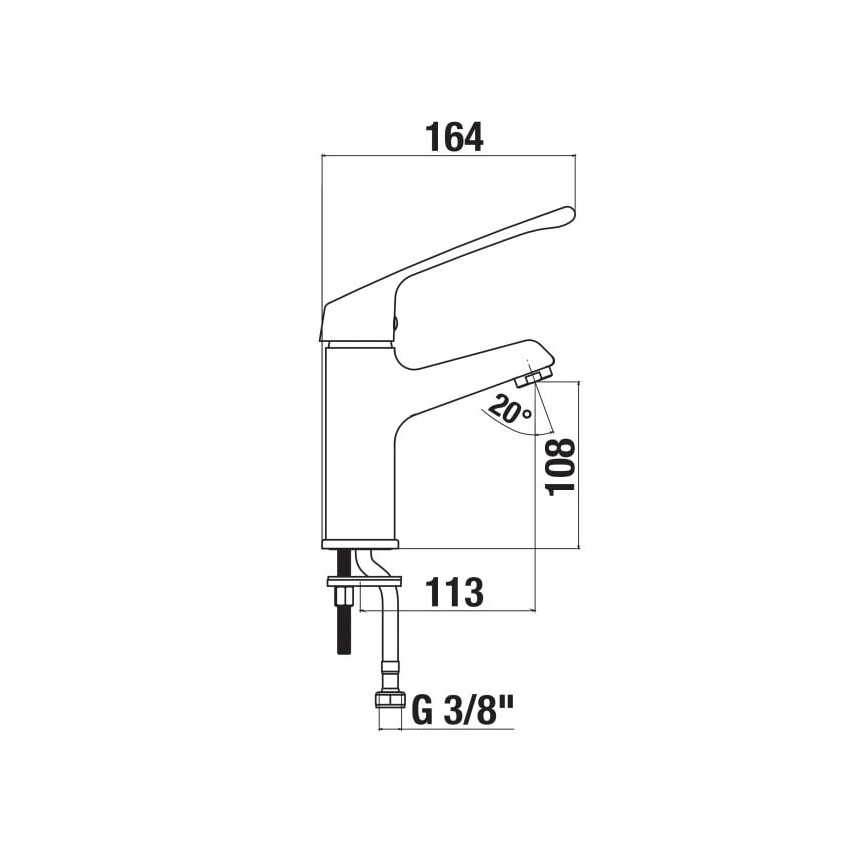 JIKA H3111W10045101 - Torneira de lavatório com manípulo médico CUBE 16,4 cm cromado brilhante