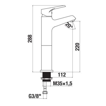 JIKA H3111W80041201 - Misturadora para lavatório CUBE 28,8 cm cromo brilhante