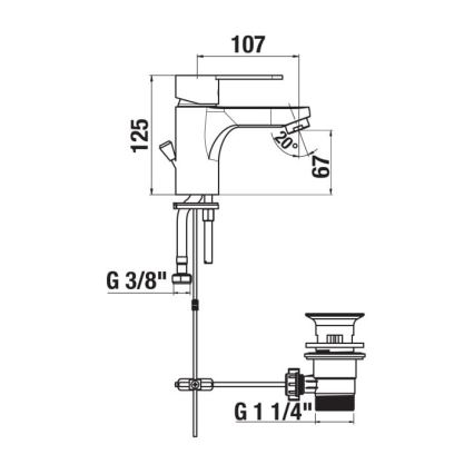 JIKA H3111Z10041111 - Torneira do lavatório + resíduos com descarga LYRA 12,5 cm cromado brilhante