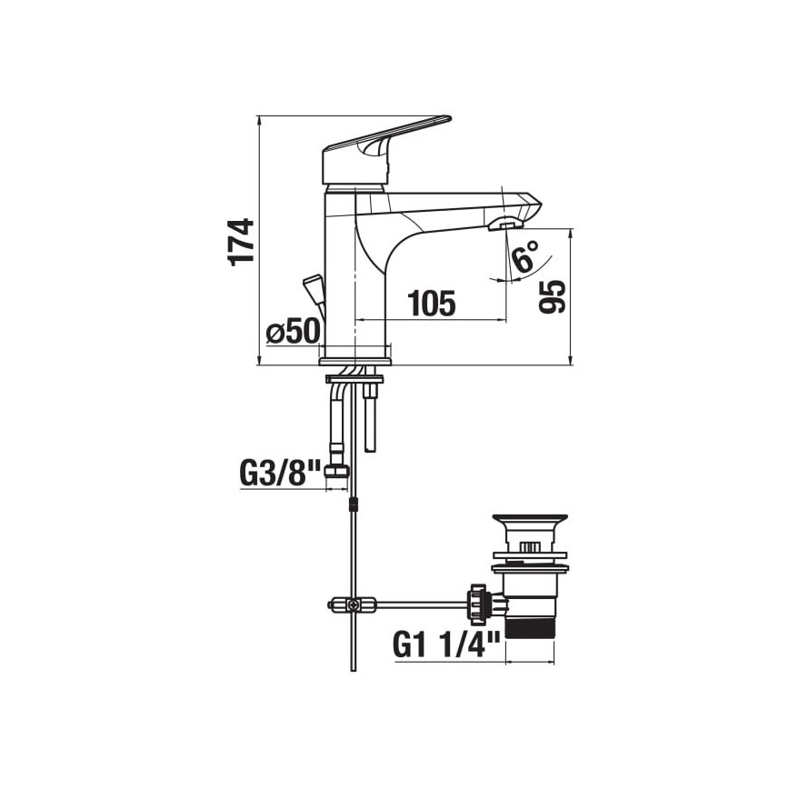 JIKA H3112E10041171 - Misturador para lavatório + válvula sem transbordamento TALAS 17,4 cm cromo brilhante