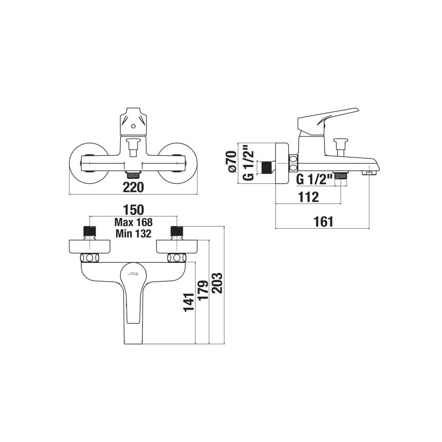 JIKA H3211W70044001 - Torneira de banheira CUBE cromado brilhante