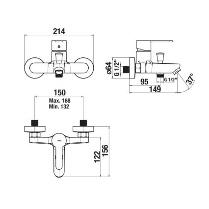 JIKA H3211Z70044001 - Torneira de banheira LYRA cromado brilhante
