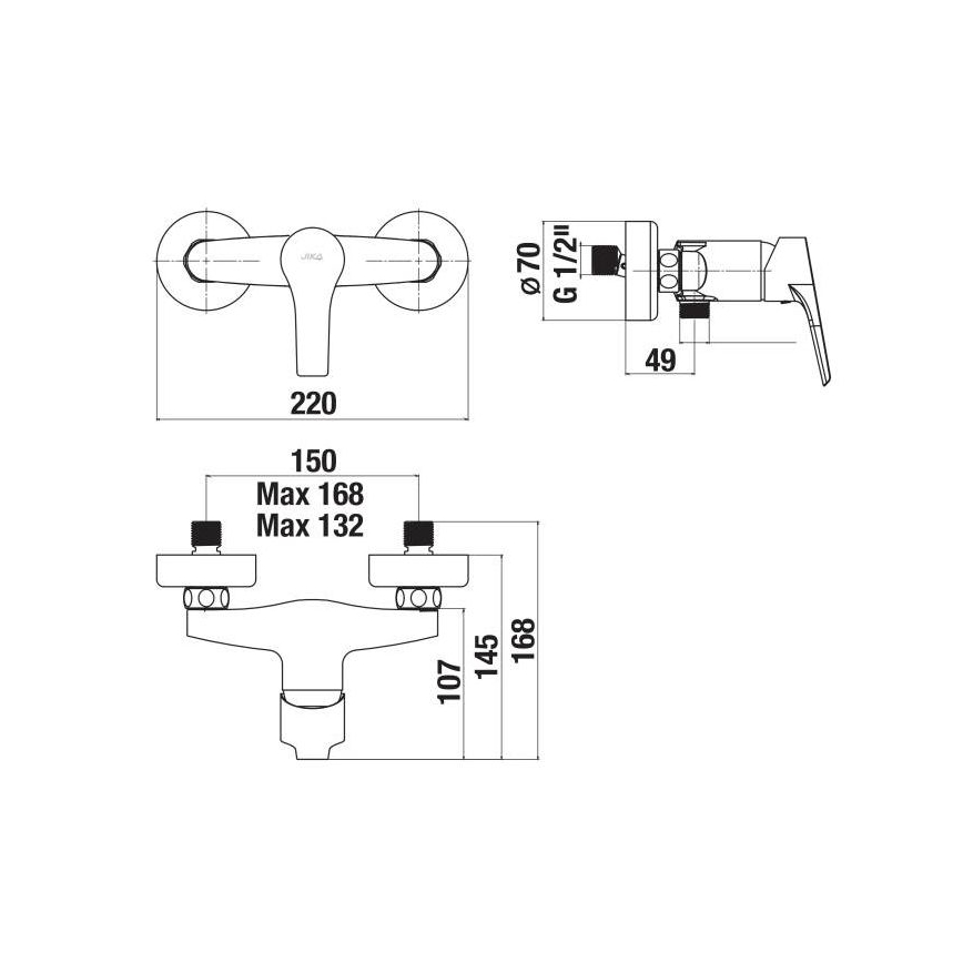 JIKA H3311W70044001 - Torneira de duche CUBE cromado brilhante