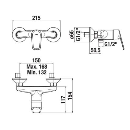 JIKA H3312E70044001 - Torneira de duche TALAS cromado brilhante