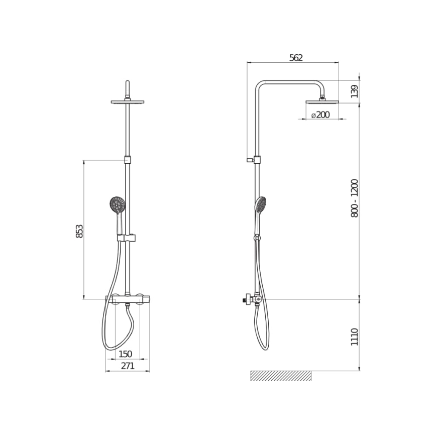 JIKA H3337170045711 - Conjunto de duche com torneira termostática MIO cromado brilhante