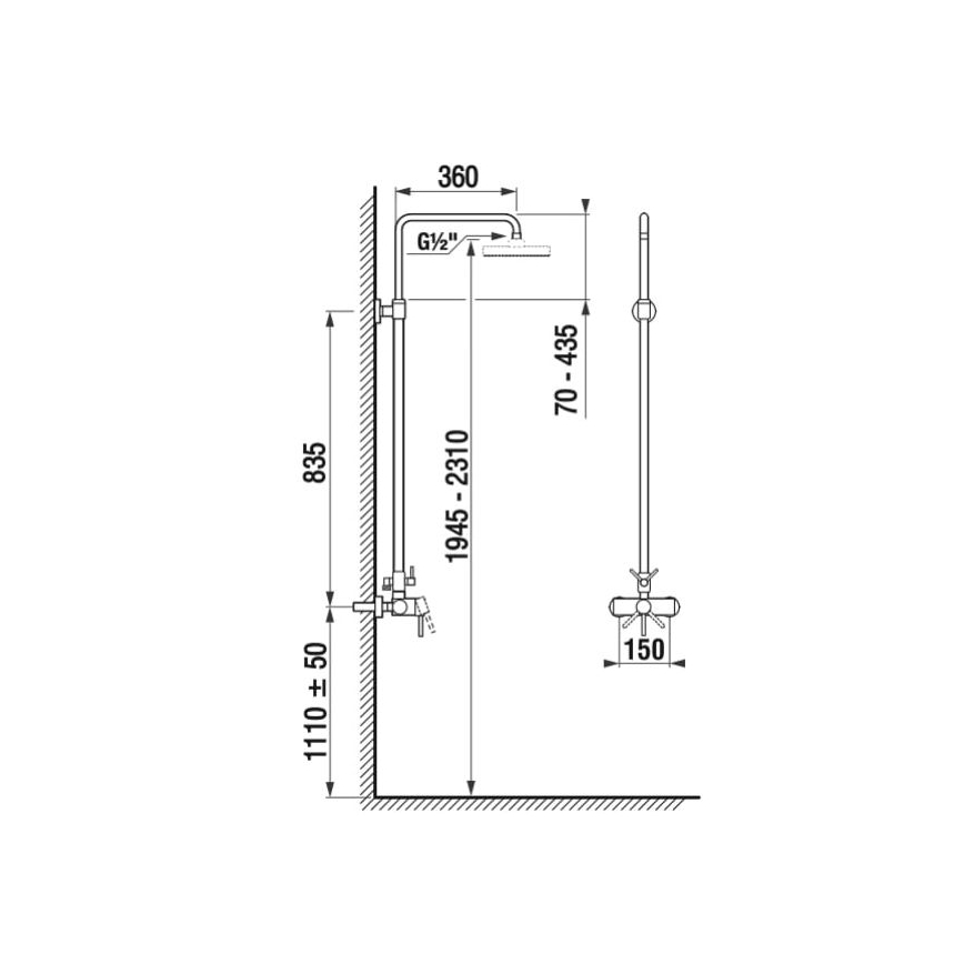 JIKA H3352770040001 - Conjunto de duche LYRA com misturador, acabamento cromado brilhante