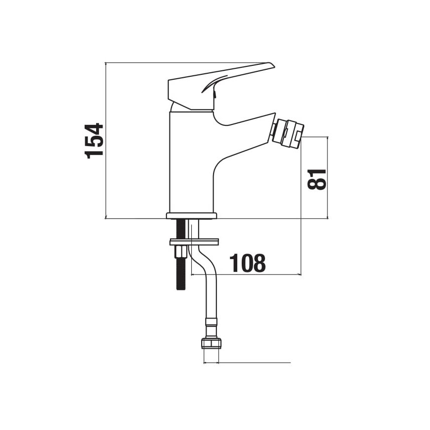 JIKA H3411W10041101 - Misturador para bidé CUBE 15,4 cm cromo brilhante