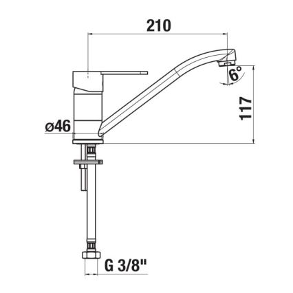 JIKA H3511Z10042301 - Torneira para lava-loiça LYRA 21 cm cromado brilhante