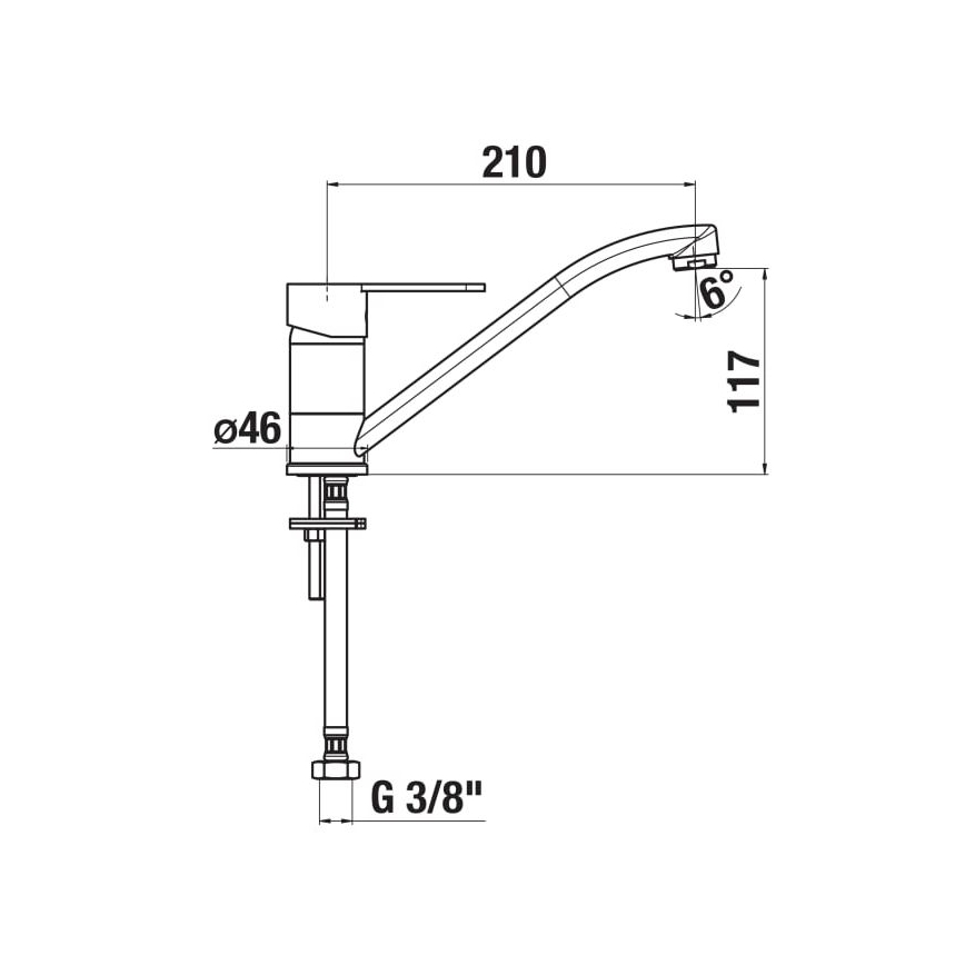 JIKA H3511Z10042301 - Torneira para lava-loiça LYRA 21 cm cromado brilhante