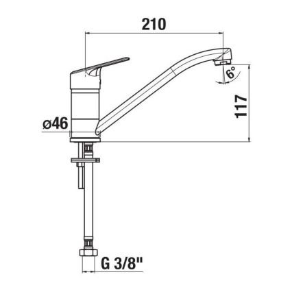 JIKA H3512E10042301 - Torneira para lava-loiça LYRA 21 cm cromado brilhante