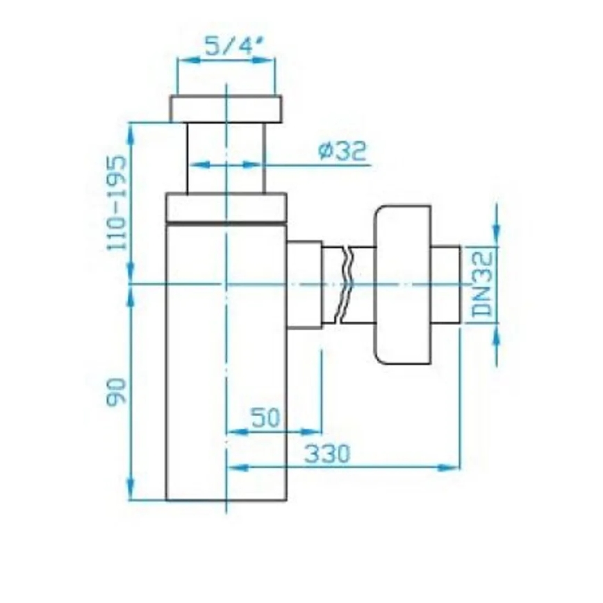 JIKA H3747300040001 - Sifão de lavatório angular CUBITO cromado brilhante