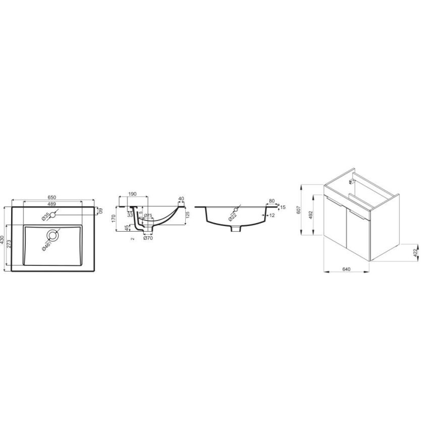 JIKA H4536011763001 - Armário de casa de banho com bacia CUBE 60,7x65 cm branco