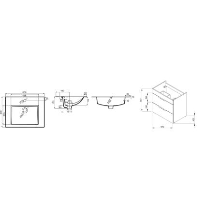 JIKA H4536021763001 - Armário de casa de banho com bacia CUBE 60,7x65 cm branco