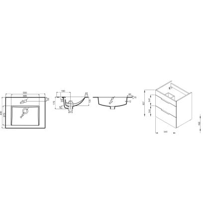 JIKA H4536111763001 - Armário de casa de banho com bacia CUBE 60,7x55 cm branco