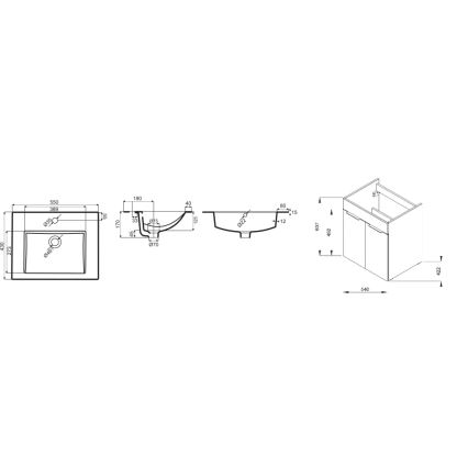 JIKA H4536121765141 - Armário de casa de banho com bacia CUBE 60,7x55 cm cinza