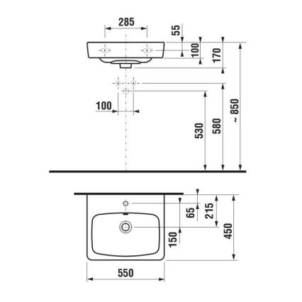 JIKA H8103810001041 - Lavatório suspenso LYRA 55x45 cm cerâmica/branco