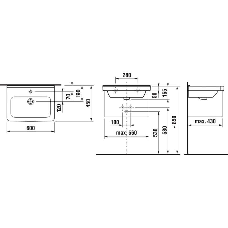 JIKA H8104230001041 - Lavatório suspenso CUBITO 60x45 cm cerâmica/branco