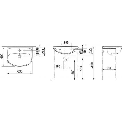 JIKA H8133830001041 - Lavatório embutido LYRA 60x46 cm cerâmica/branco