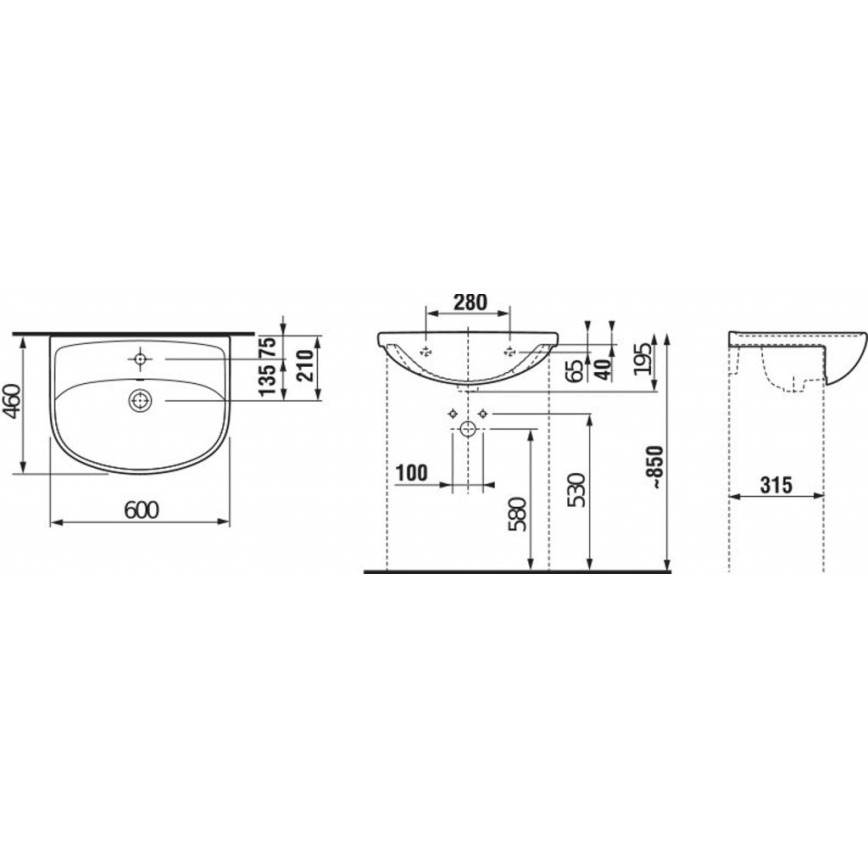 JIKA H8133830001041 - Lavatório embutido LYRA 60x46 cm cerâmica/branco