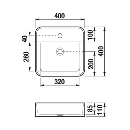 JIKA H8183610001111 - Lavatório de bancada ASTRA 40x40 cm cerâmica/branco