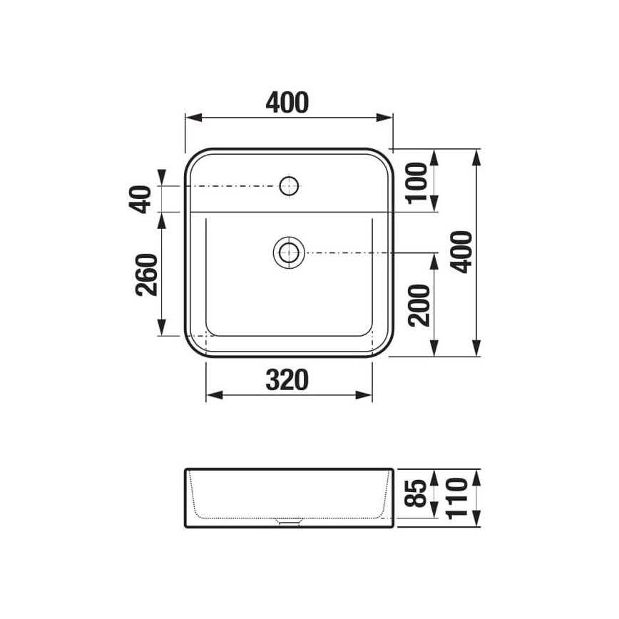 JIKA H8183610001111 - Lavatório de bancada ASTRA 40x40 cm cerâmica/branco