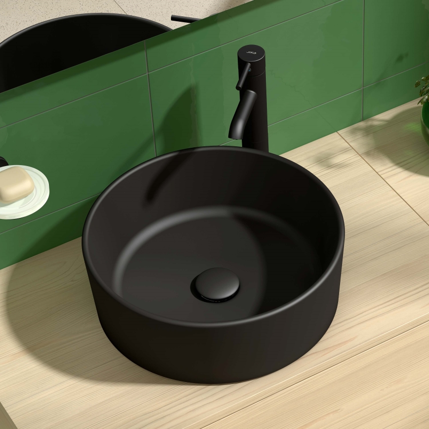 JIKA H8184207161121 - Lavatório de bancada CUBITO diâmetro 40 cm cerâmica/mate preto