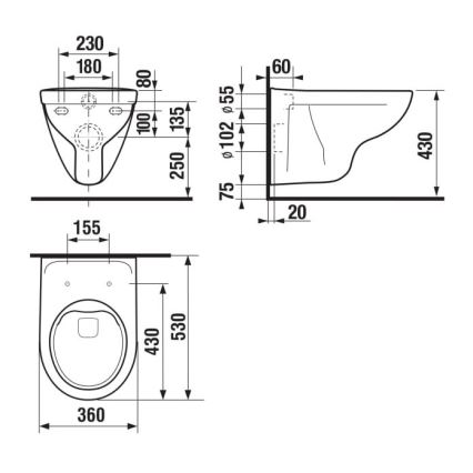 JIKA H8213840000001 - Sanita suspensa LYRA cerâmica/branco